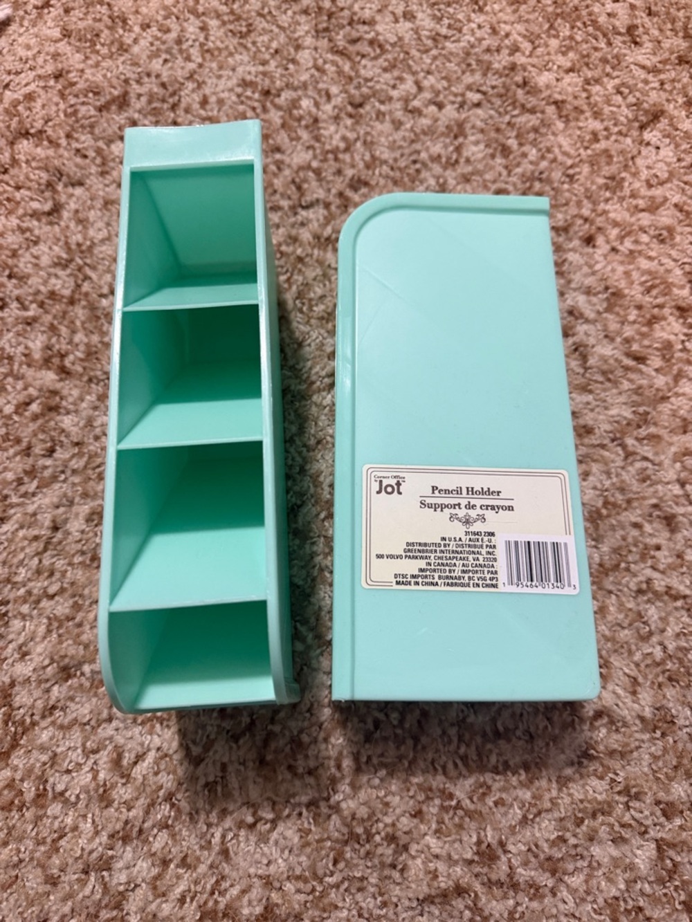 Mint Green Plastic Pen Desk Organizer